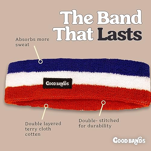 Terry Cloth Headband for Men and Women - Stylish Unisex Sweatband - for Tennis, Working Out, Sports, Basketball, Gym, Exercise, Athletic, and Sweat - Stretchy & Soft